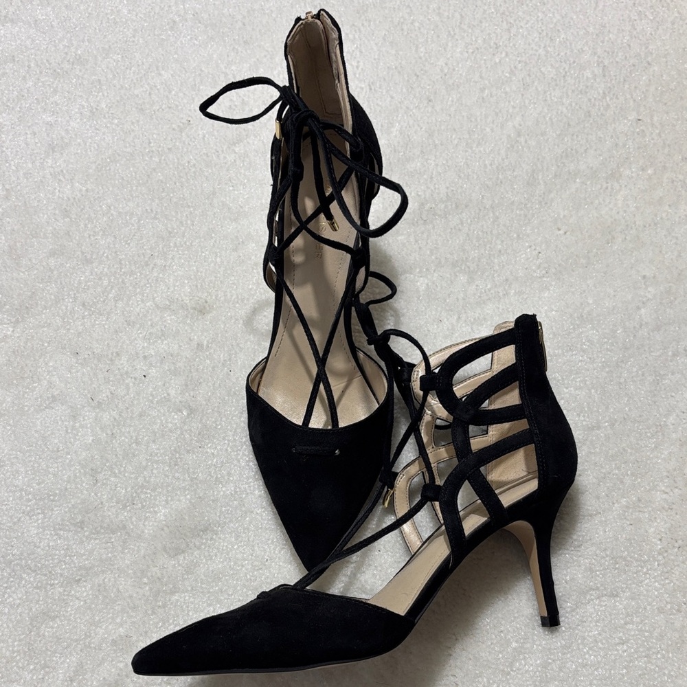 Marc Fisher Suede Black Lace-Up Heels